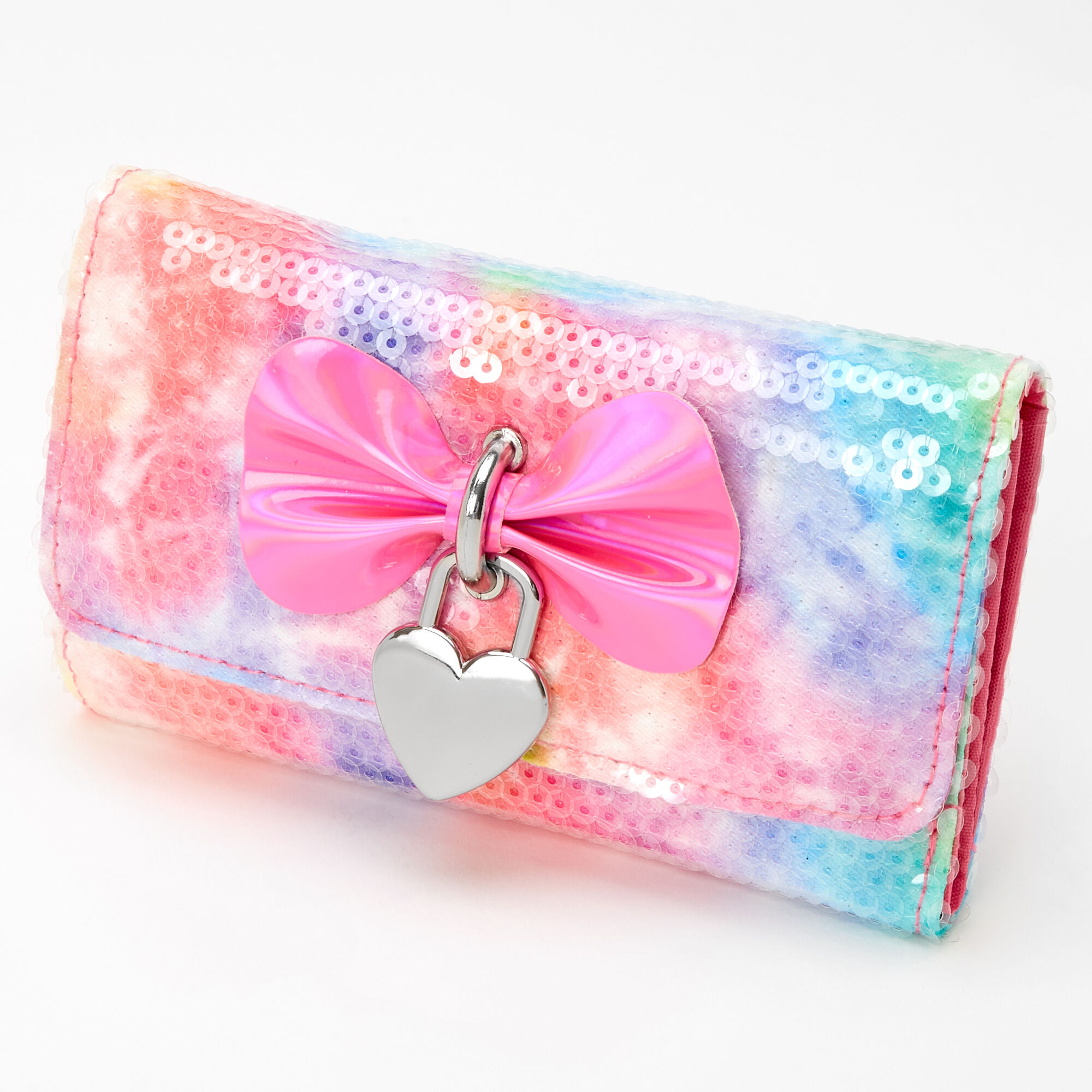 Claire's Porte-monnaie tie-dye à sequins - Arc-en-ciel