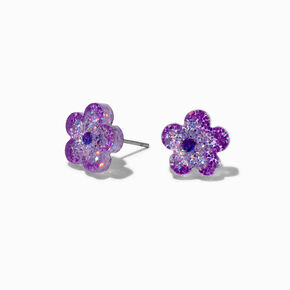 Purple Flower Acrylic Stud Earrings,
