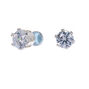 Silver Cubic Zirconia Round Magnetic Stud Earrings - 6MM,