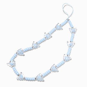 Blue Butterfly Beaded Phone Wrist Strap,