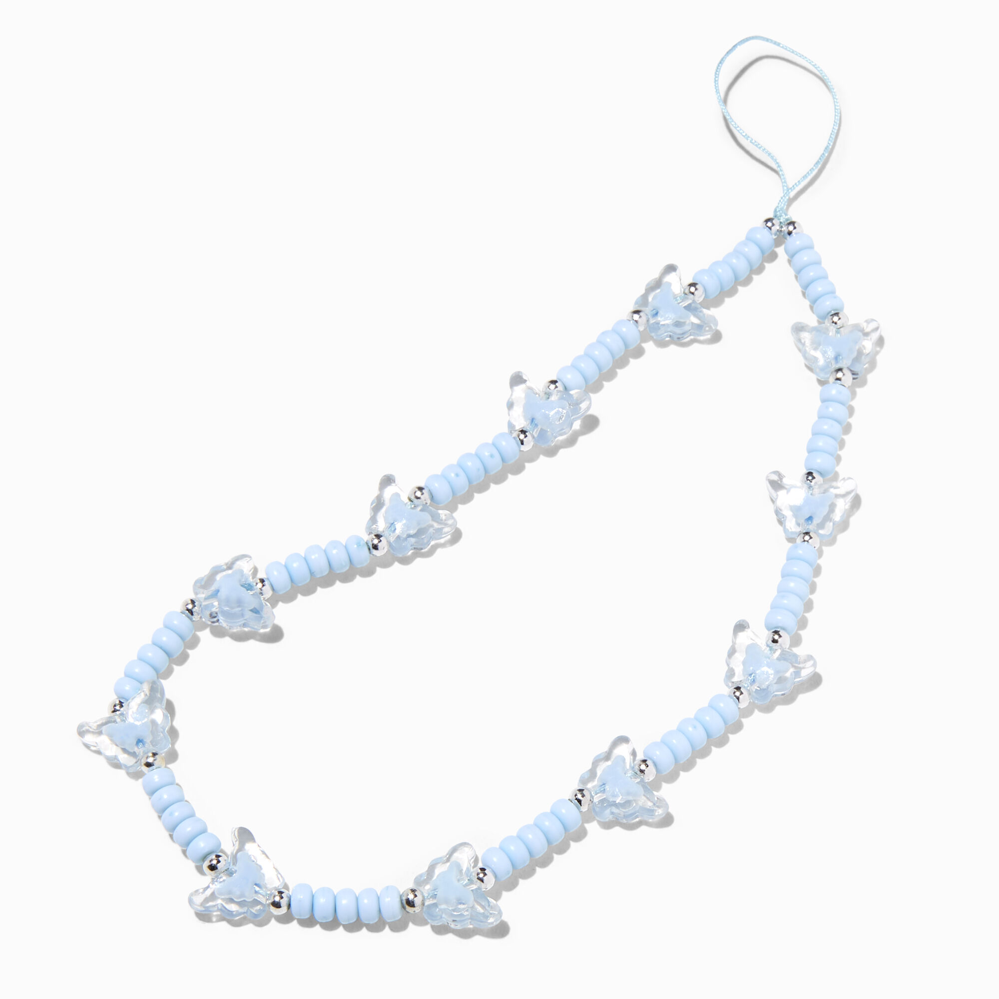 Claire's Dragonne pour portable perlée papillon bleu