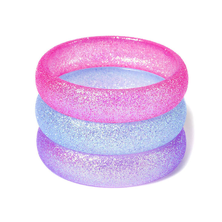 Claire&#39;s Club Glitter Bangle Bracelets - 3 Pack,