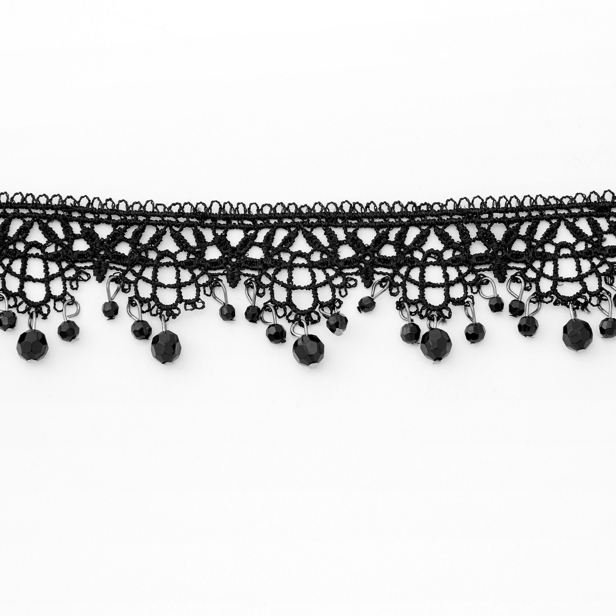 Ras-de-cou orné en dentelle perlé - Noir,