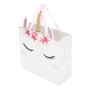 Sac cadeau blanc de taille moyenne motif licorne,