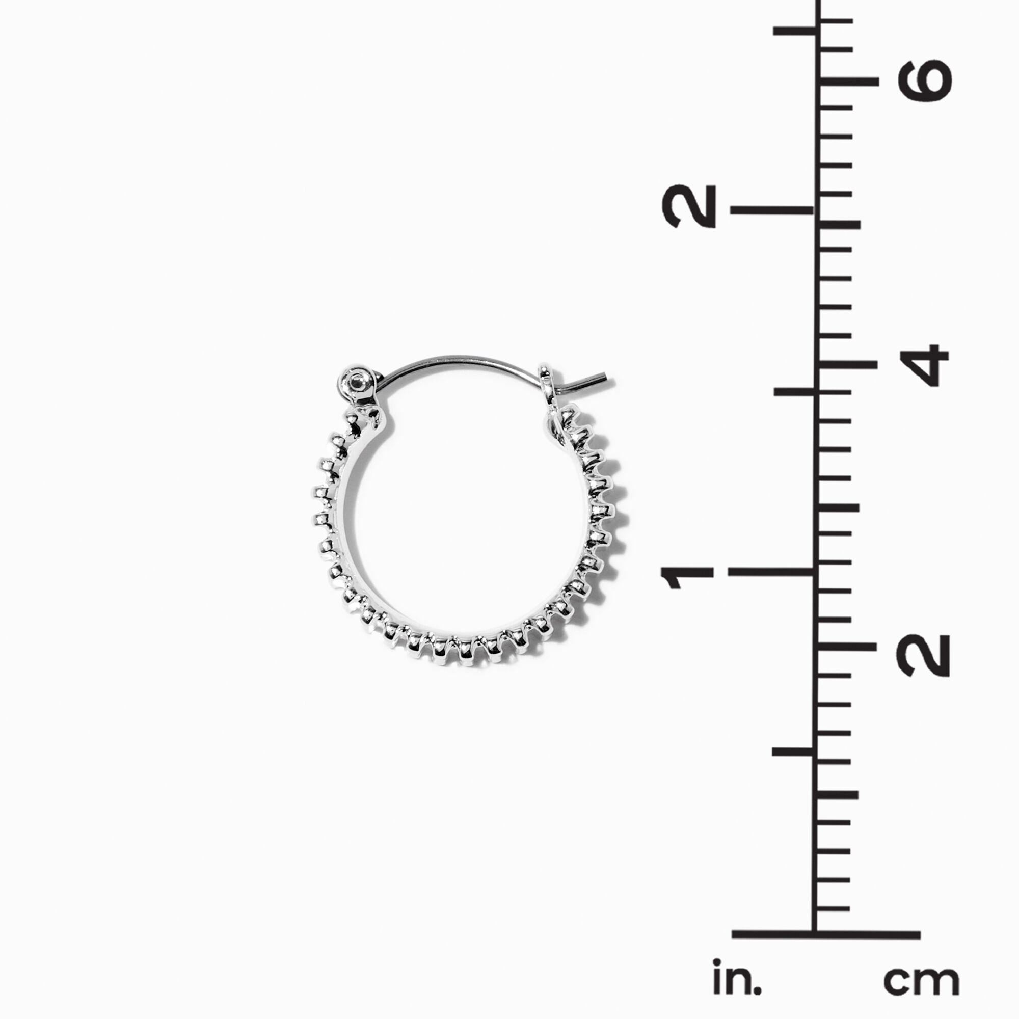 Silver-tone Treads 15MM Hoop Earrings ,
