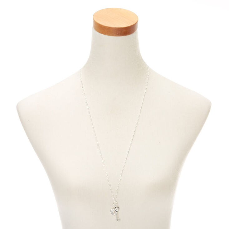 Silver Healing Stone Long Pendant Necklace,