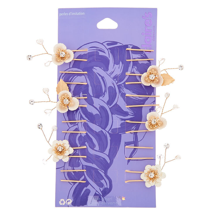 Gold Fancy Floral Hair Pins - 6 Pack,