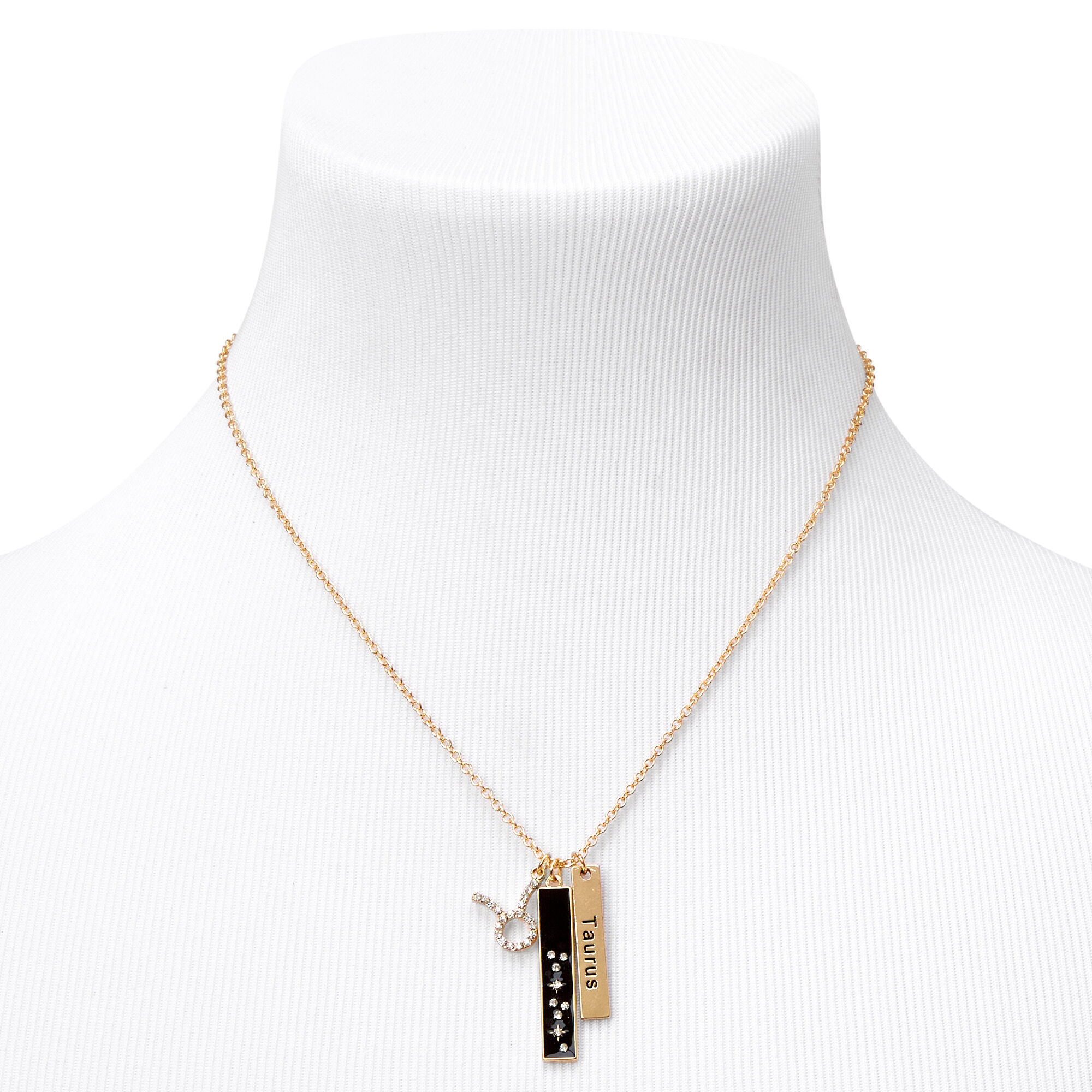 Gold Zodiac Symbol Pendant Charm Necklace - Taurus,