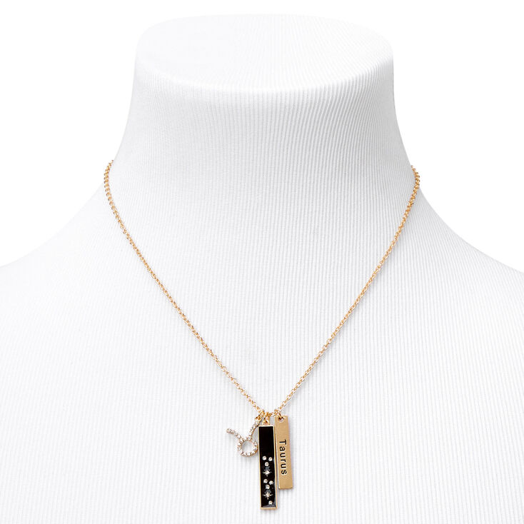 Gold Zodiac Symbol Pendant Charm Necklace - Taurus,