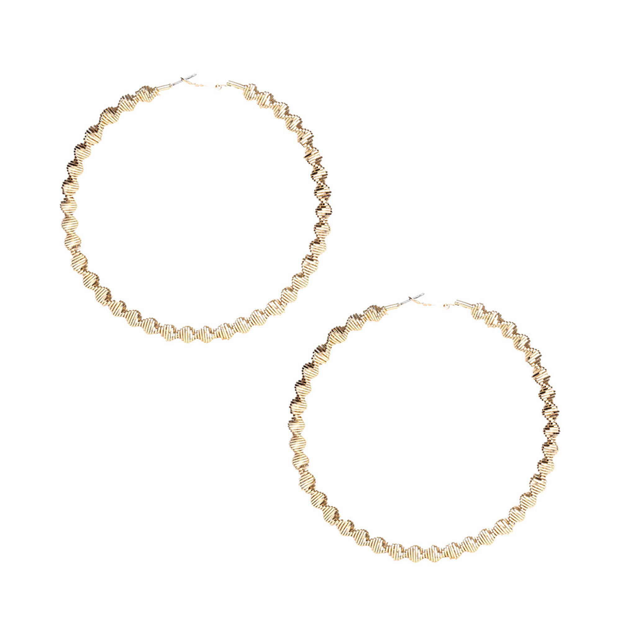 View Claires 100MM Twisted Hoop Earrings Gold information