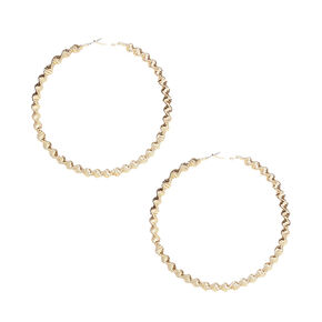 100mm Gold Twisted Hoop Earrings,