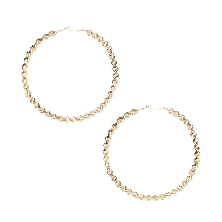 100mm Gold Twisted Hoop Earrings,