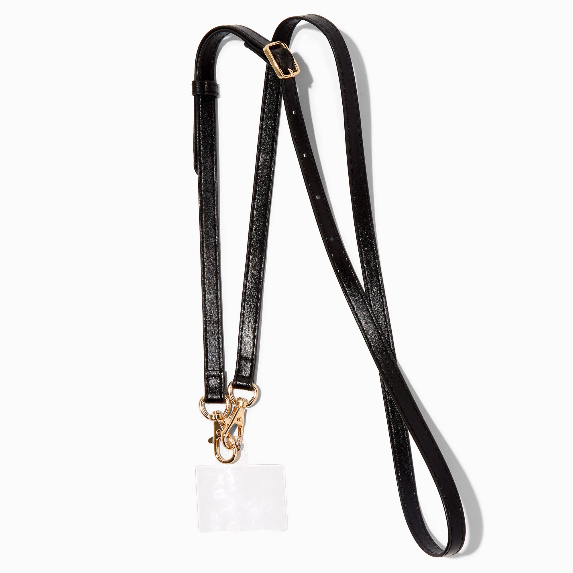 View Claires Faux Leather Crossbody Phone Strap Black information