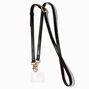 Black Faux Leather Crossbody Phone Strap,