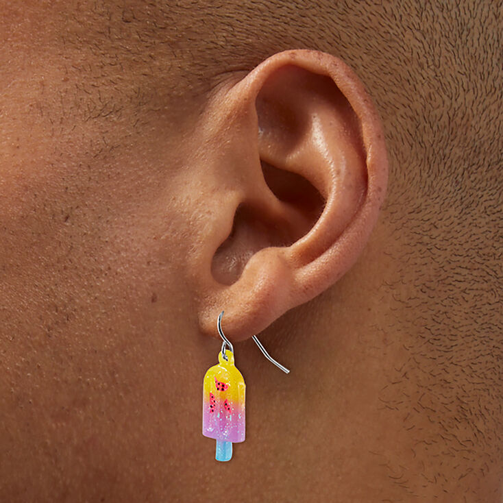 Glow In The Dark Watermelon Ice Pop Drop Earrings,