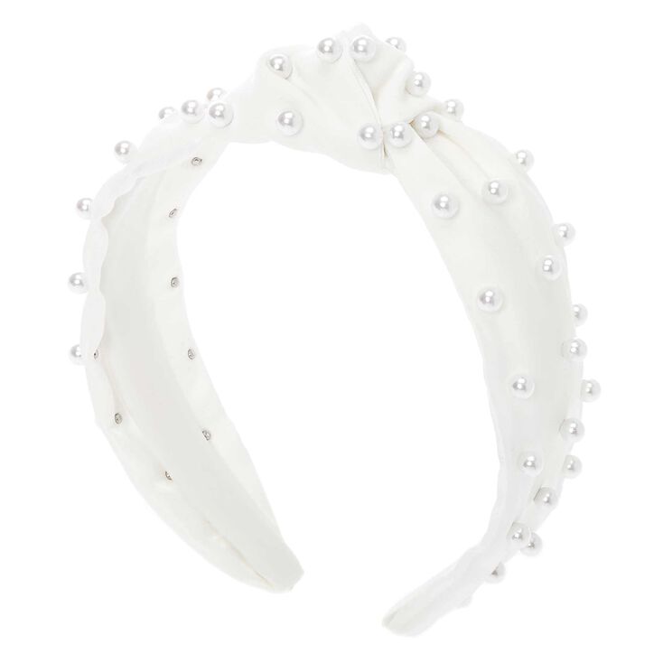 White Pearl Knotted Headband,