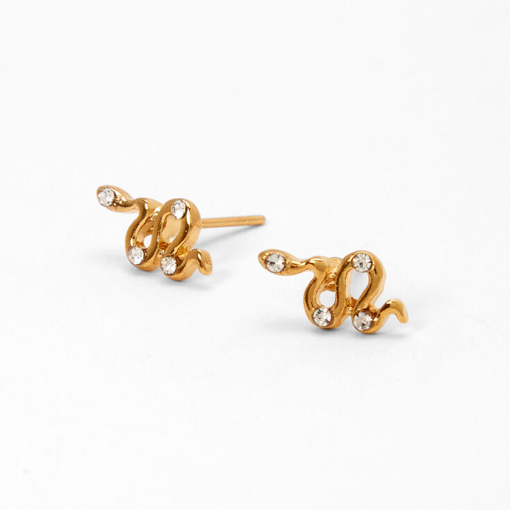 C LUXE by Claire&#39;s 18kt Gold Plated Crystal Snake Stud Earrings,