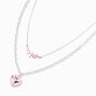 Silver Melted Drip Pink Heart Multi-Strand Necklace,