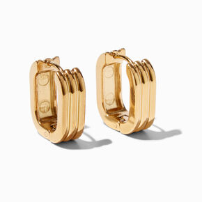 Gold-tone Stainless Steel Textured U-Shape Hoop Earrings,
