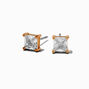 Gold-tone Cubic Zirconia 5mm Square Stud Earrings,