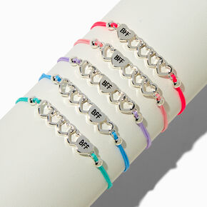 Best Friends Open Heart Adjustable Bracelets - 5 Pack,