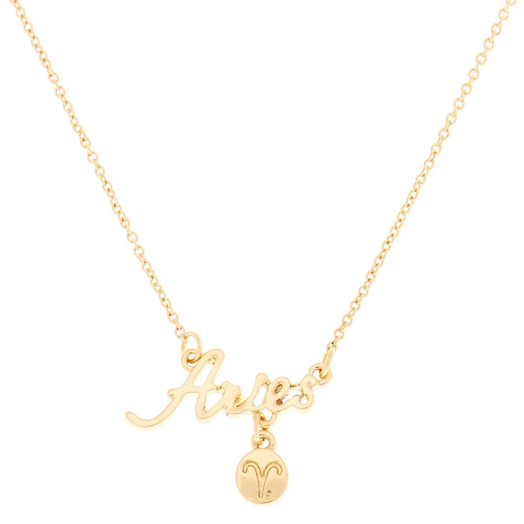 Collier &agrave; pendentif zodiaque dor&eacute; B&eacute;lier,