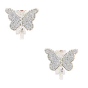 Silver Butterfly Clip On Earrings,