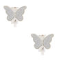 Silver Butterfly Clip-On Earrings,