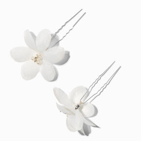Pinces &agrave; cheveux fleurs fantaisistes blanches - Lot de 2,
