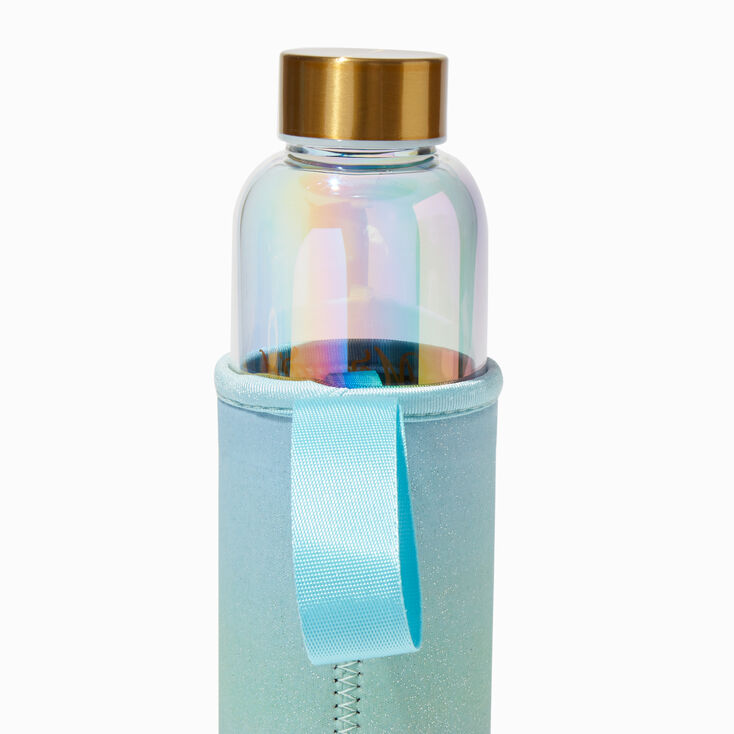 Iridescent Ombre Glass Water Bottle with Sleeve