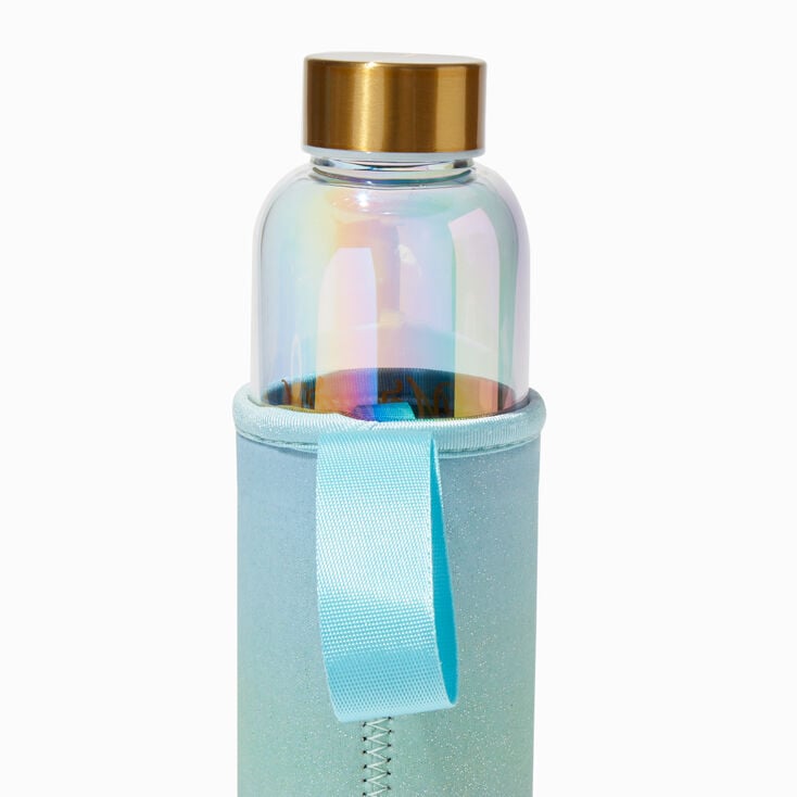 Iridescent Ombre Glass Water Bottle with Sleeve,