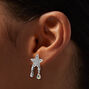 Silver-tone Pav&eacute; Star Iridescent Teardrop Drop Earrings,