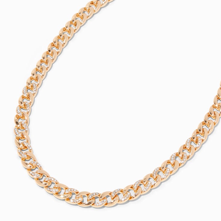 Gold-tone Embellished Chunky Chain Link Necklace | Claire's
