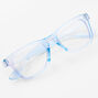 Claire&#39;s Club Clear Blue Retro Frames Solar Blue Light Reducing Clear Lenses Glasses,