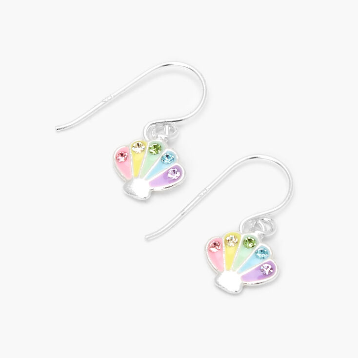 Sterling Silver Pastel Seashell Drop Earrings,