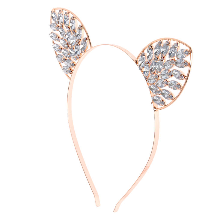  Rose  Gold  Bling Cat  Ears Headband Claire s US