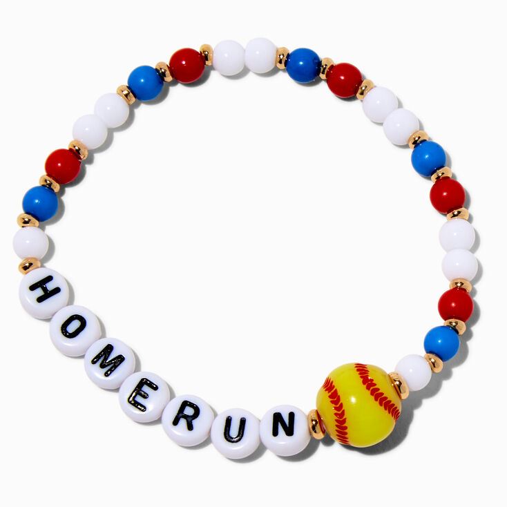 &#39;&#39;Homerun&#39;&#39; Softball Beaded Stretch Bracelet,