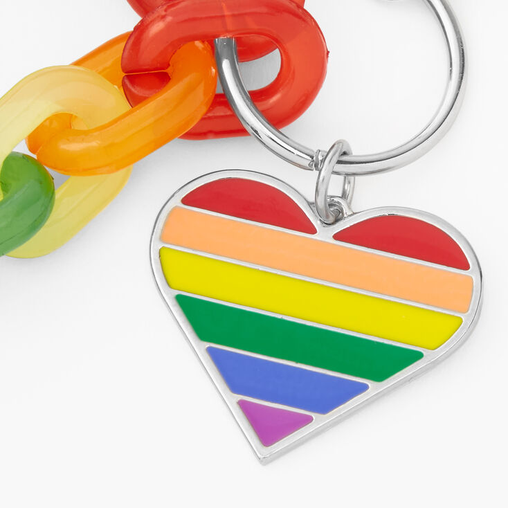Rainbow Heart Chunky Chain Keyring,