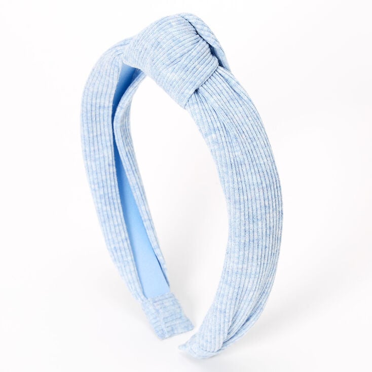 Ribbed Knotted Headband - Light Blue,