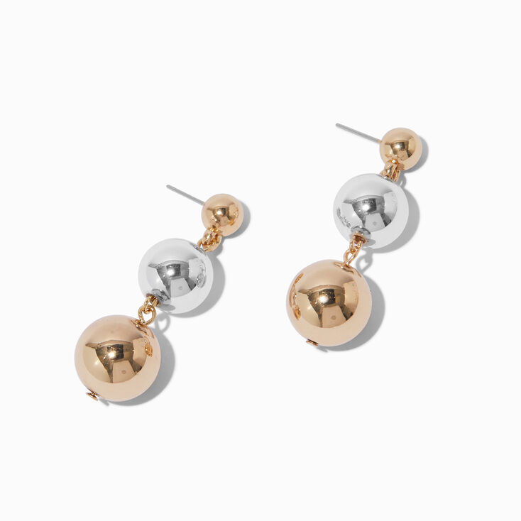 Mixed Metal Graduated Ball Drop Earrings,