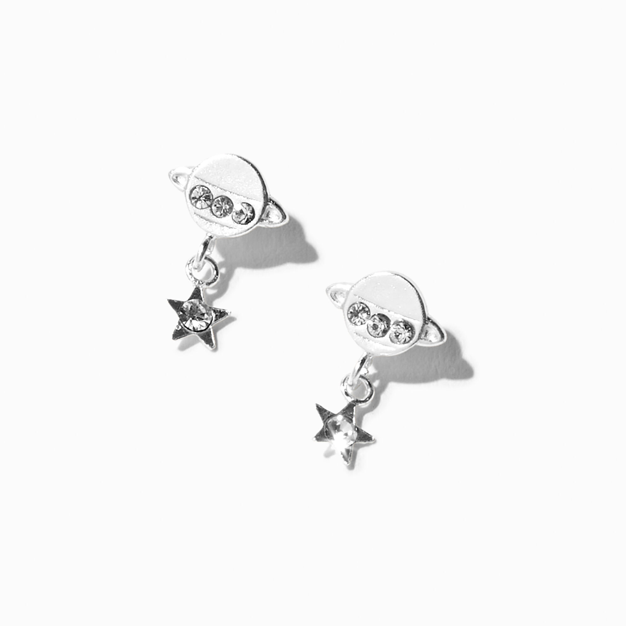 View Claires Planet Star Drop Earrings Silver information