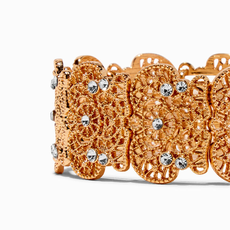 Gold-tone Filigree Stretch Bracelet,