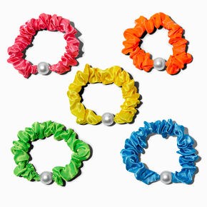 Claire&#39;s Club Neon Rainbow Pearl Scrunchies - 6 Pack,