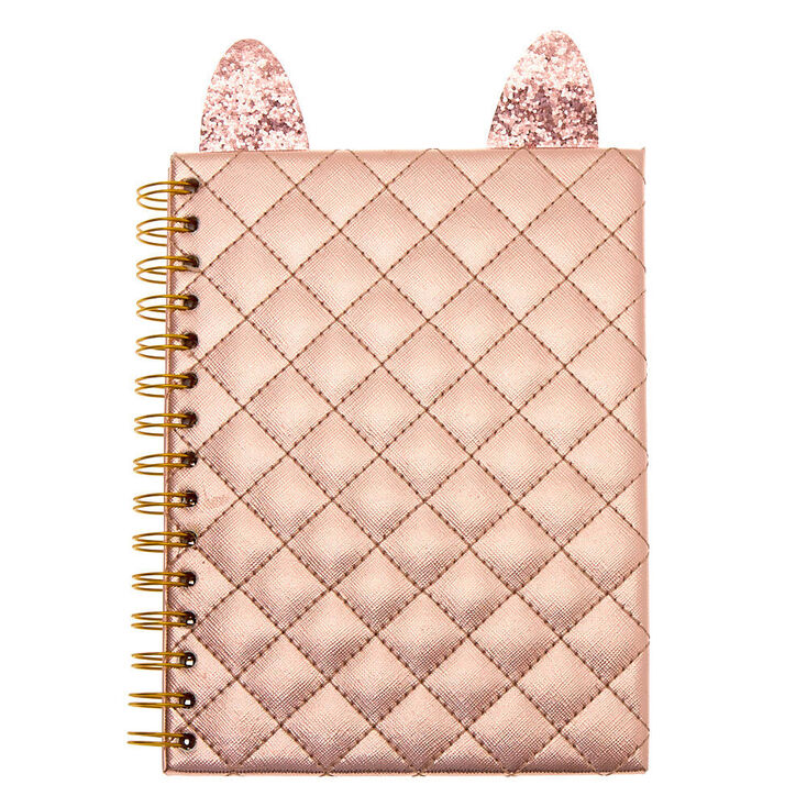 Claire's Carnet métallisé chat - Couleur doré rose