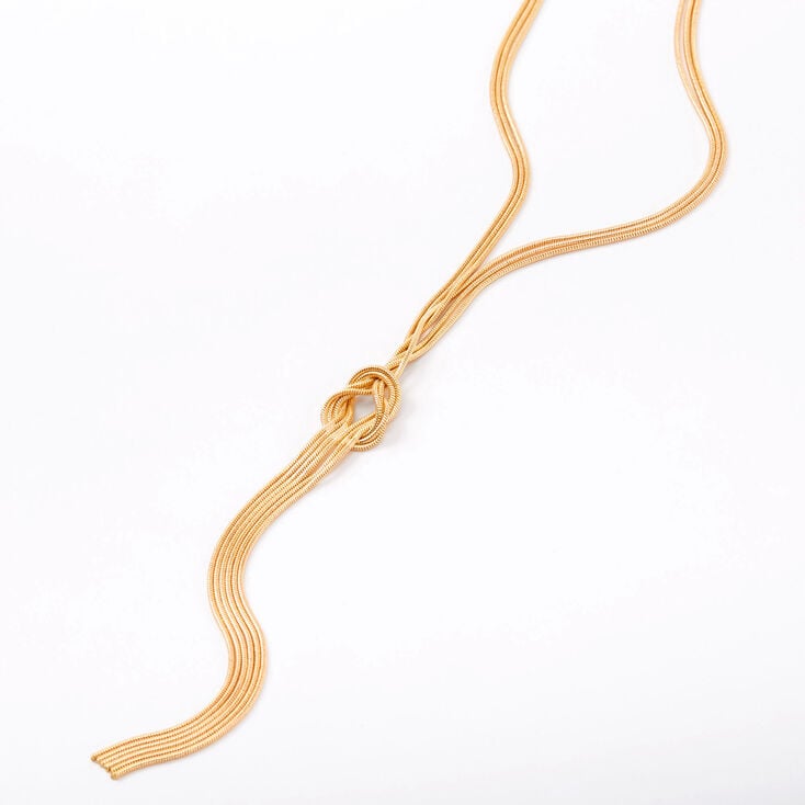 Gold Knotted Snake Chain Long Pendant Necklace,