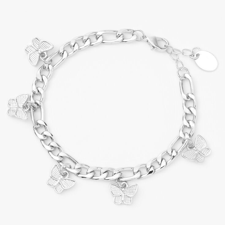 Butterfly Sparkle Red Thread Bracelet - Silver