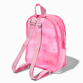 Claire&#39;s Club Transparent Shaker Heart Pink Mini Backpack,