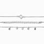 Silver Pearl Chain &amp; Wavy Cuff Bracelet Set - 4 Pack,