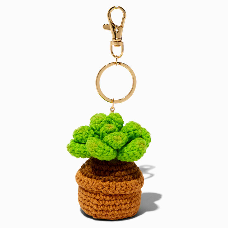 Crocheted Succulent Plant Keychain