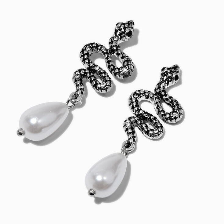 Snake Pearl Drop Earrings ,